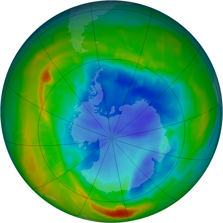 Antarctic ozone map for 23 August 2010